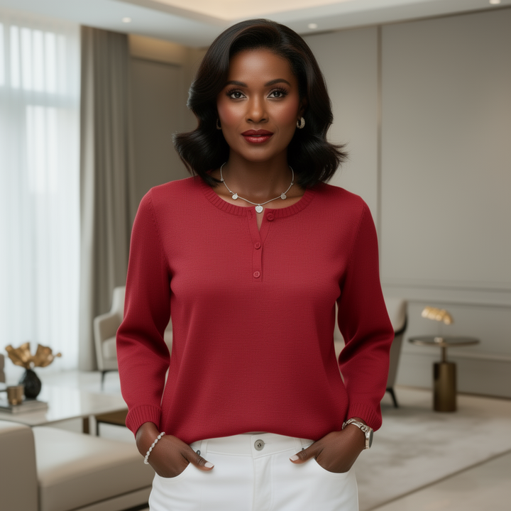 Cozy Waffle-Weave Henley Top